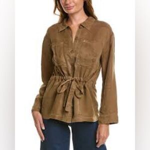 NATION LTD Coda Belted Safari Shirt Size Small Top Bark Brown Sz XS